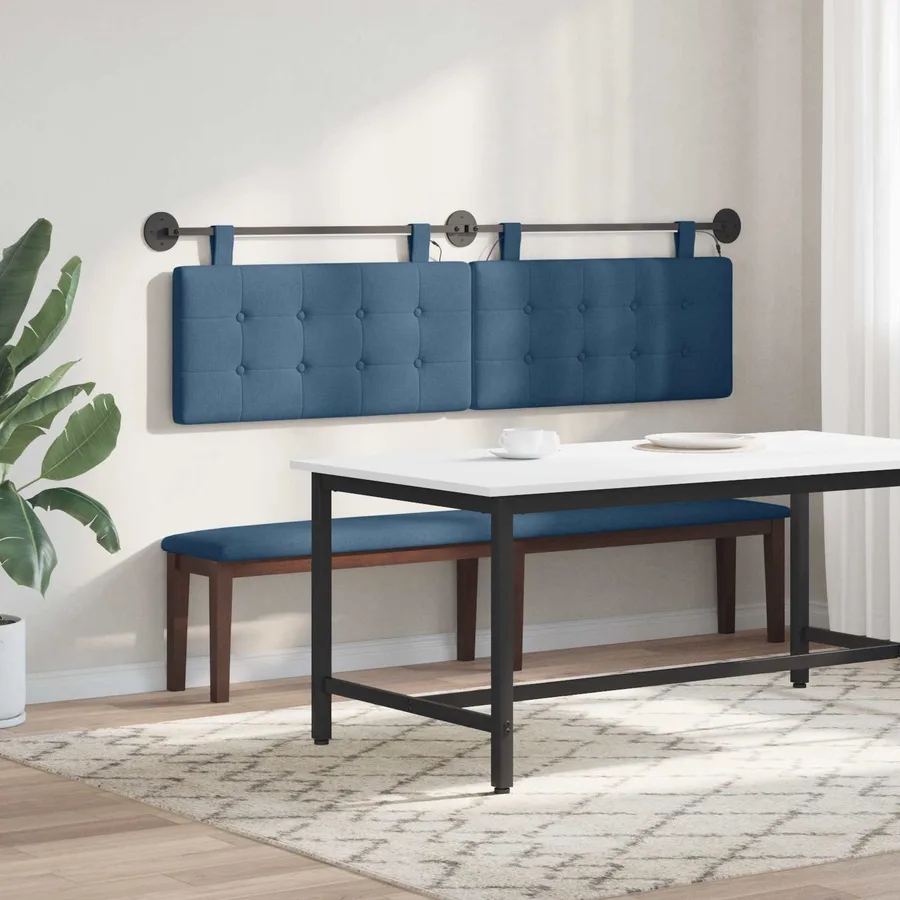 Tête de lit suspendue Avec lumière LED Bleu Tissu - 4