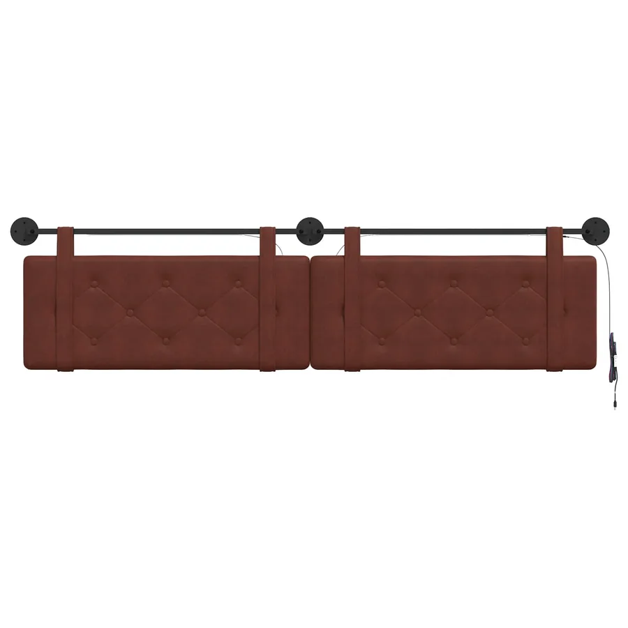Tête de lit suspendue Avec lumière LED Brun Brillant PU antique - 6