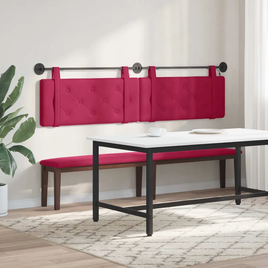 Tête de lit suspendue Avec lumière LED Bordeaux Velours - 4