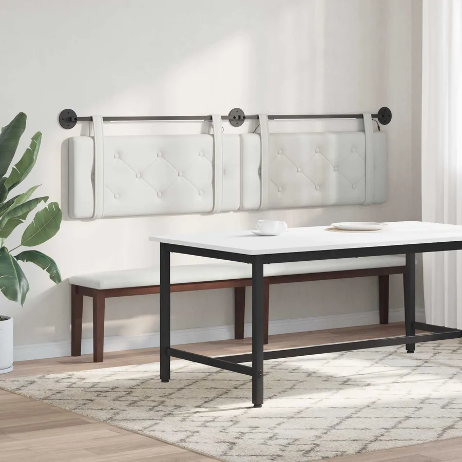 Tête de lit suspendue Avec lumière LED Blanc Simili cuir - 4