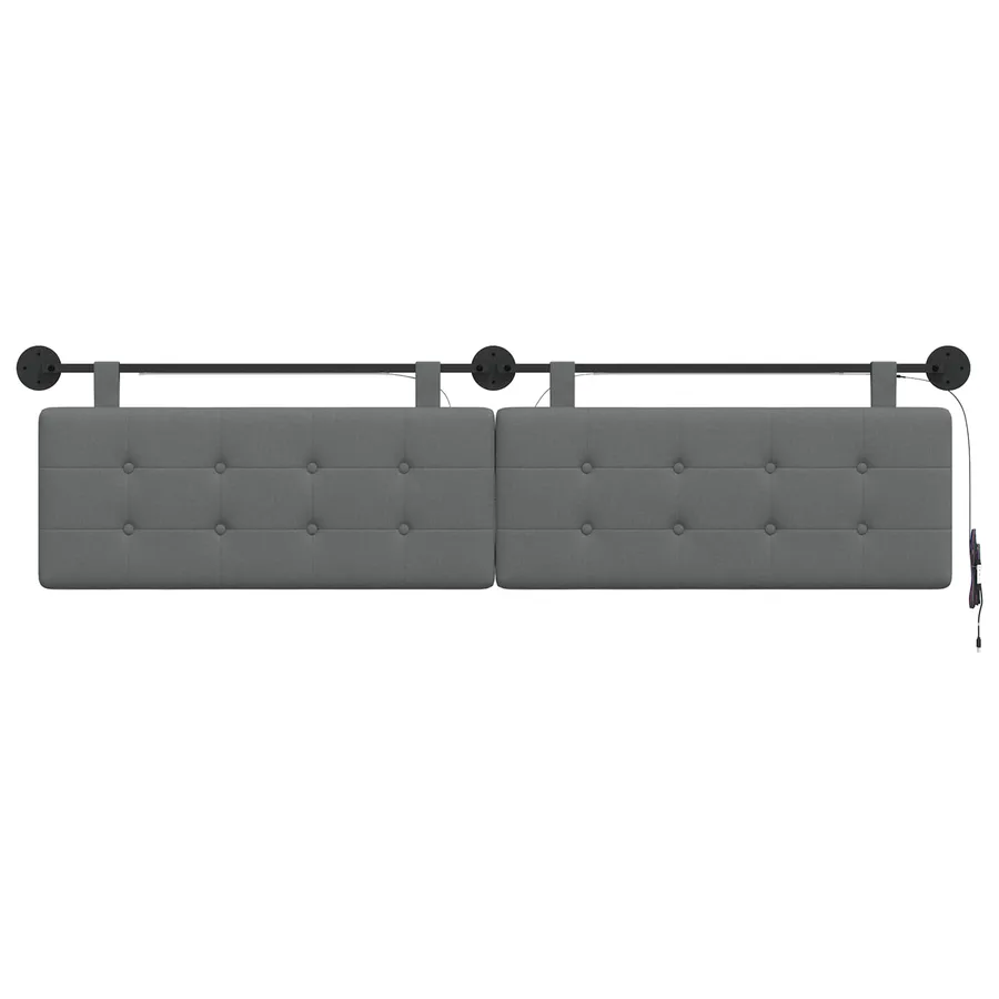 Tête de lit suspendue Avec lumière LED Gris foncé Tissu - 6