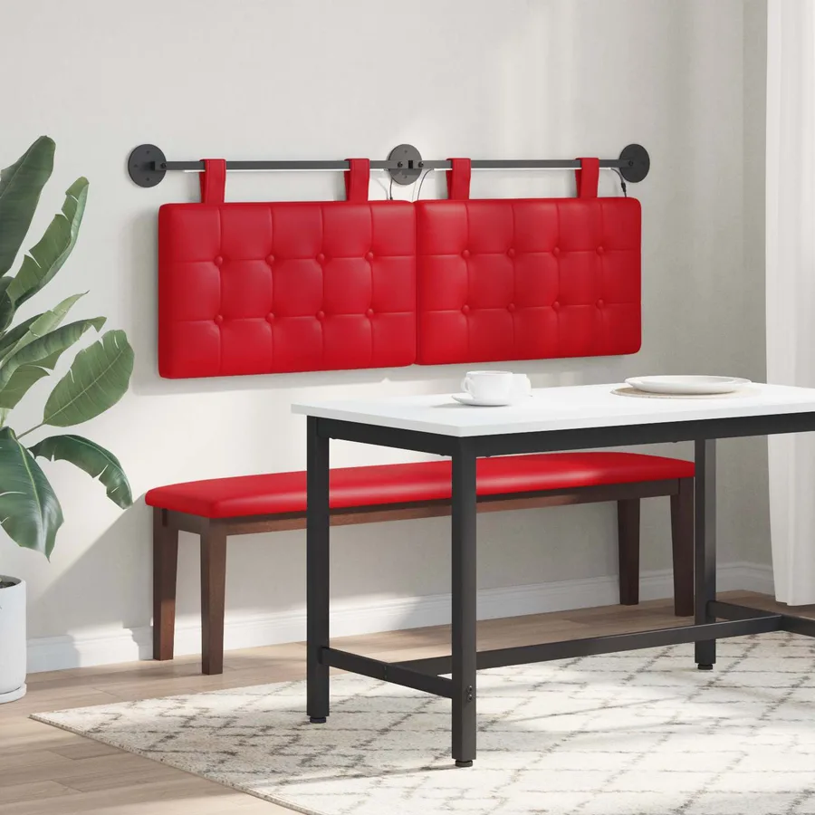 Tête de lit suspendue Avec lumière LED Rouge Simili cuir - 4