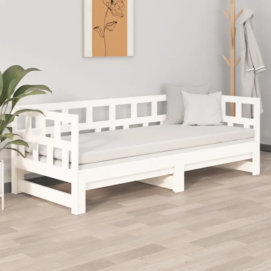 Lit coulissant sans matelas blanc 2x(80x200)cm - 4