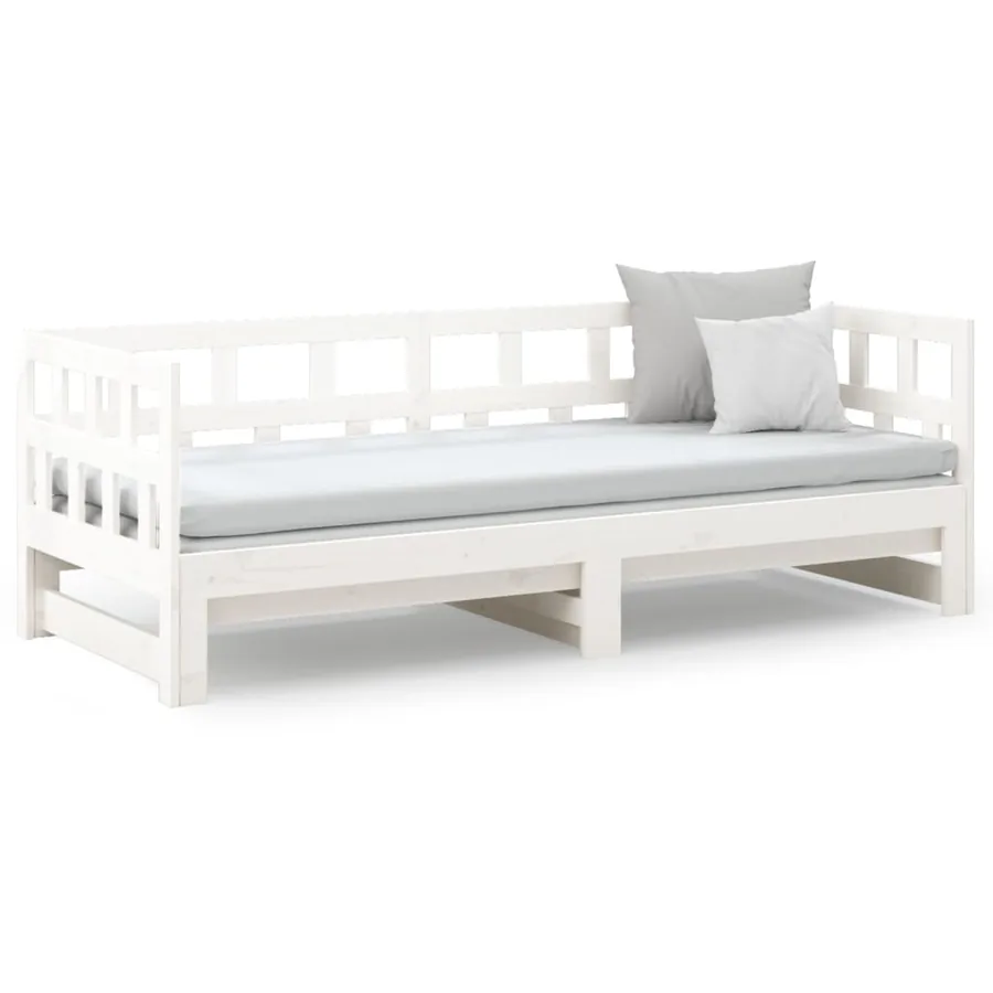 Lit coulissant sans matelas blanc 2x(80x200)cm - 5