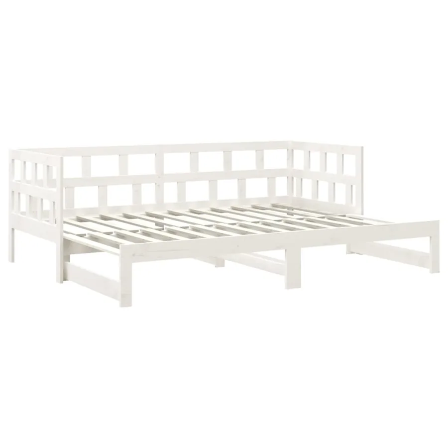 Lit coulissant sans matelas blanc 2x(80x200)cm - 8
