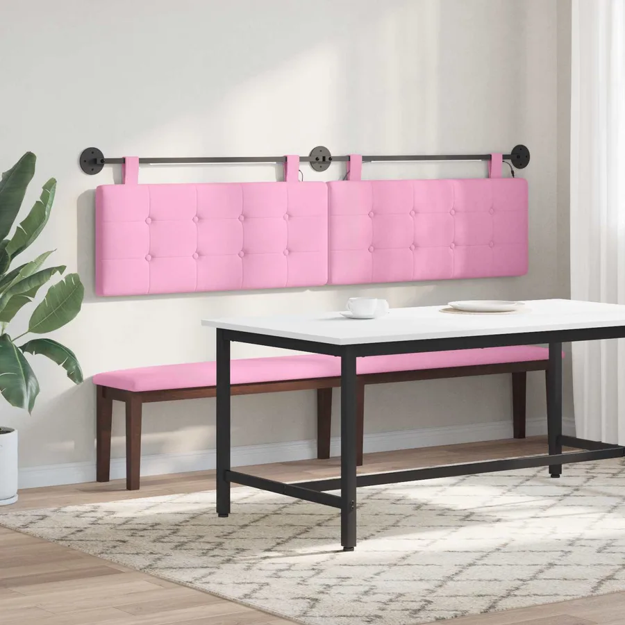 Tête de lit suspendue Avec lumière LED Rose Tissu - 4