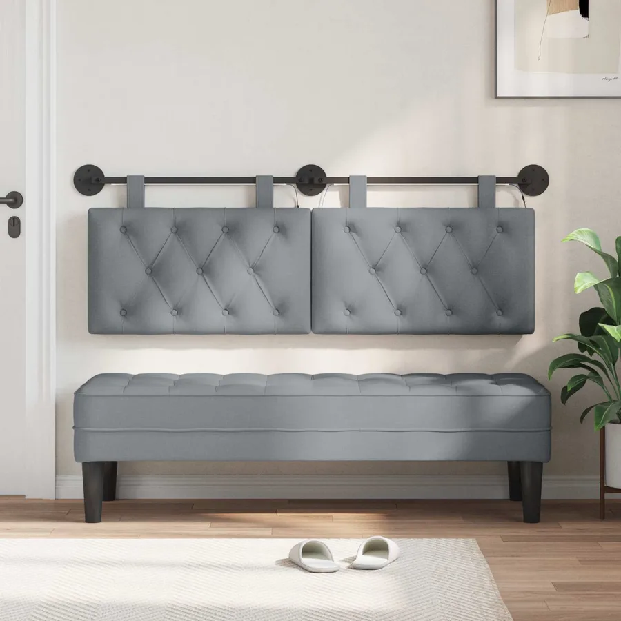Tête de lit suspendue Avec lumière LED Gris clair Tissu - 3