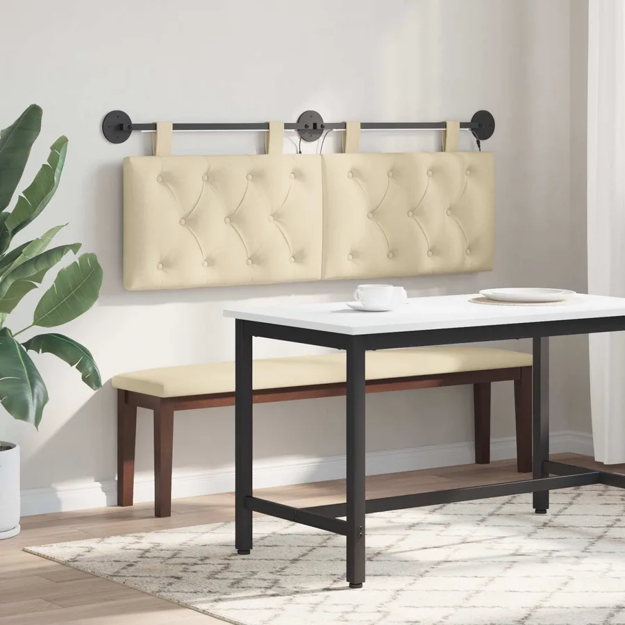 Tête de lit suspendue Avec lumière LED Crème Tissu - 4