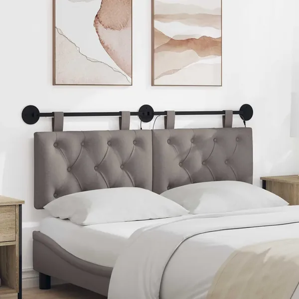 Tête de lit suspendue Avec lumière LED Taupe Tissu