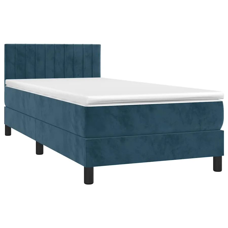 Sommier à lattes de lit et matelas et LED Bleu foncé 80x200cm - 3