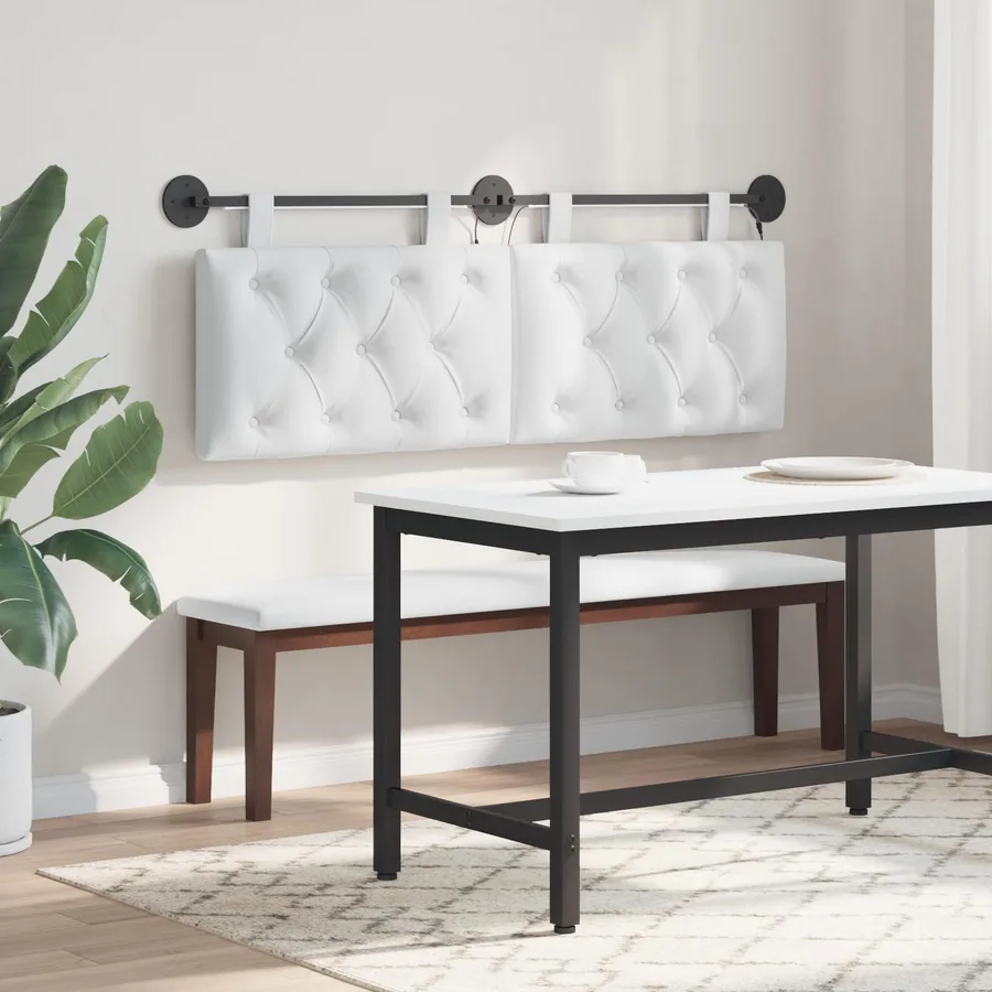 Tête de lit suspendue Avec lumière LED Blanc Tissu - 4