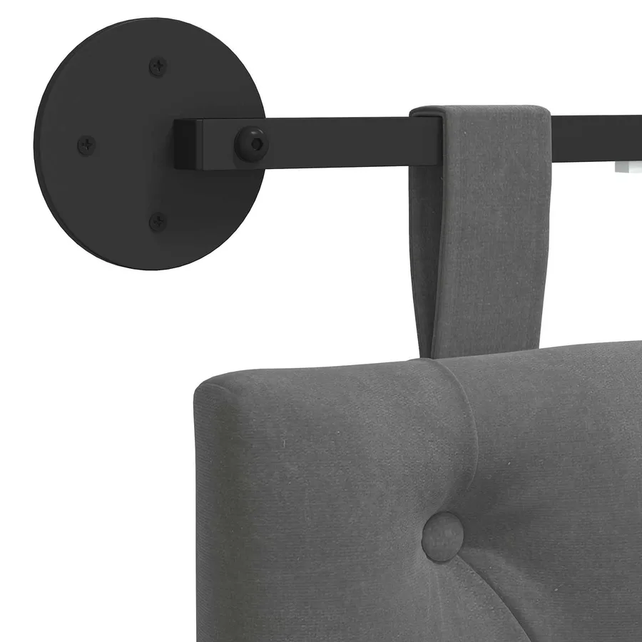 Tête de lit suspendue Avec lumière LED Gris foncé Velours - 10