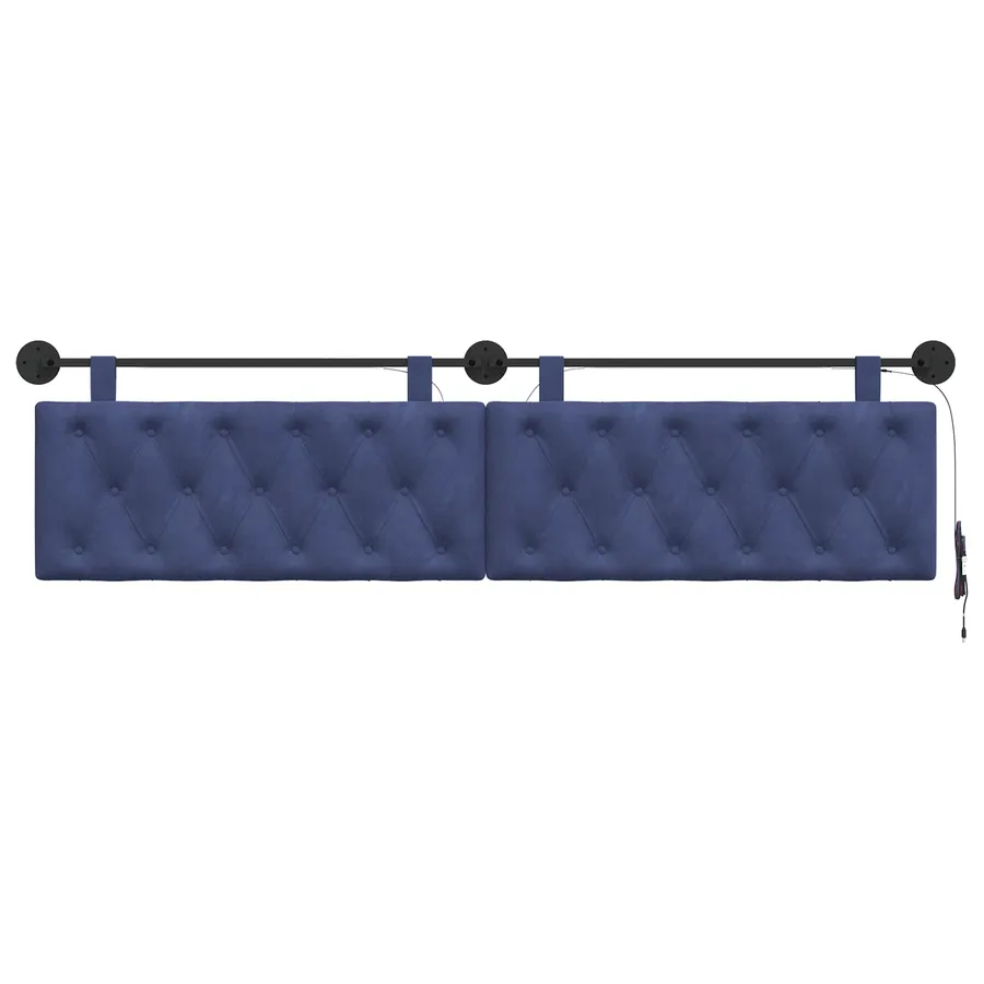 Tête de lit suspendue Avec lumière LED Bleu police Velours - 6