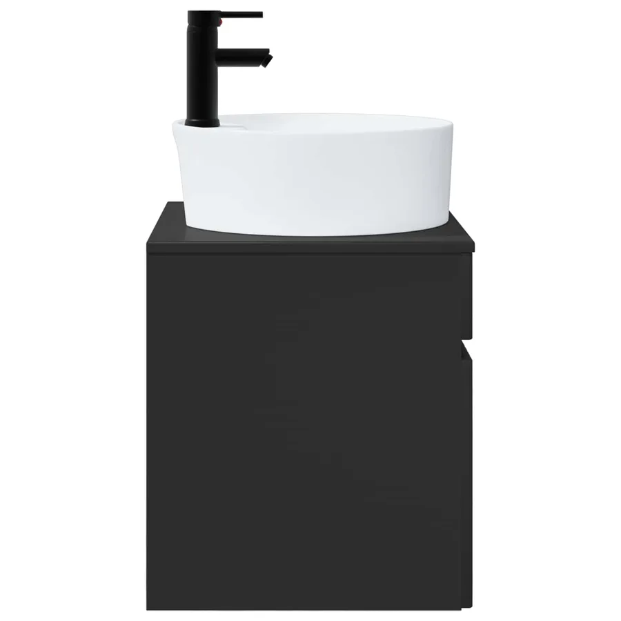 Meuble de lavabo mural Noir 49 x 44,5 x 65 cm Bois d'ingénierie - 3