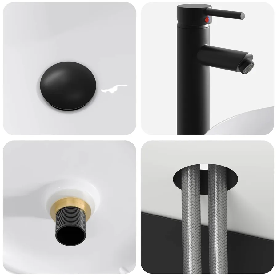Meuble de lavabo mural Noir 49 x 44,5 x 65 cm Bois d'ingénierie - 6