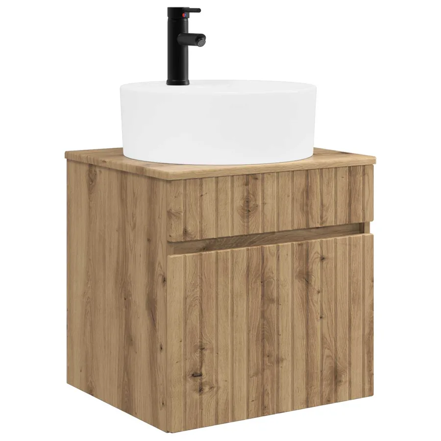 Meuble de lavabo mural Chêne artisanal 49 x 44,5 x 65 cm - 2