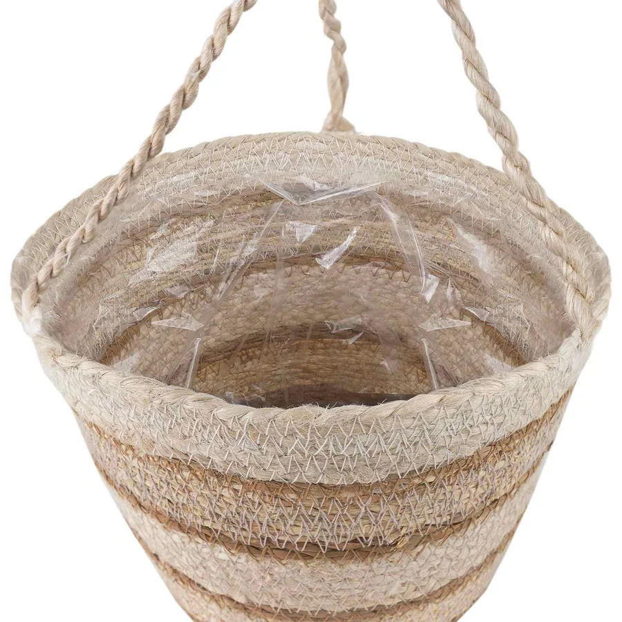 Paniers à plantes en herbe de mer 3 pcs Naturel, Blanc et Beige - 5