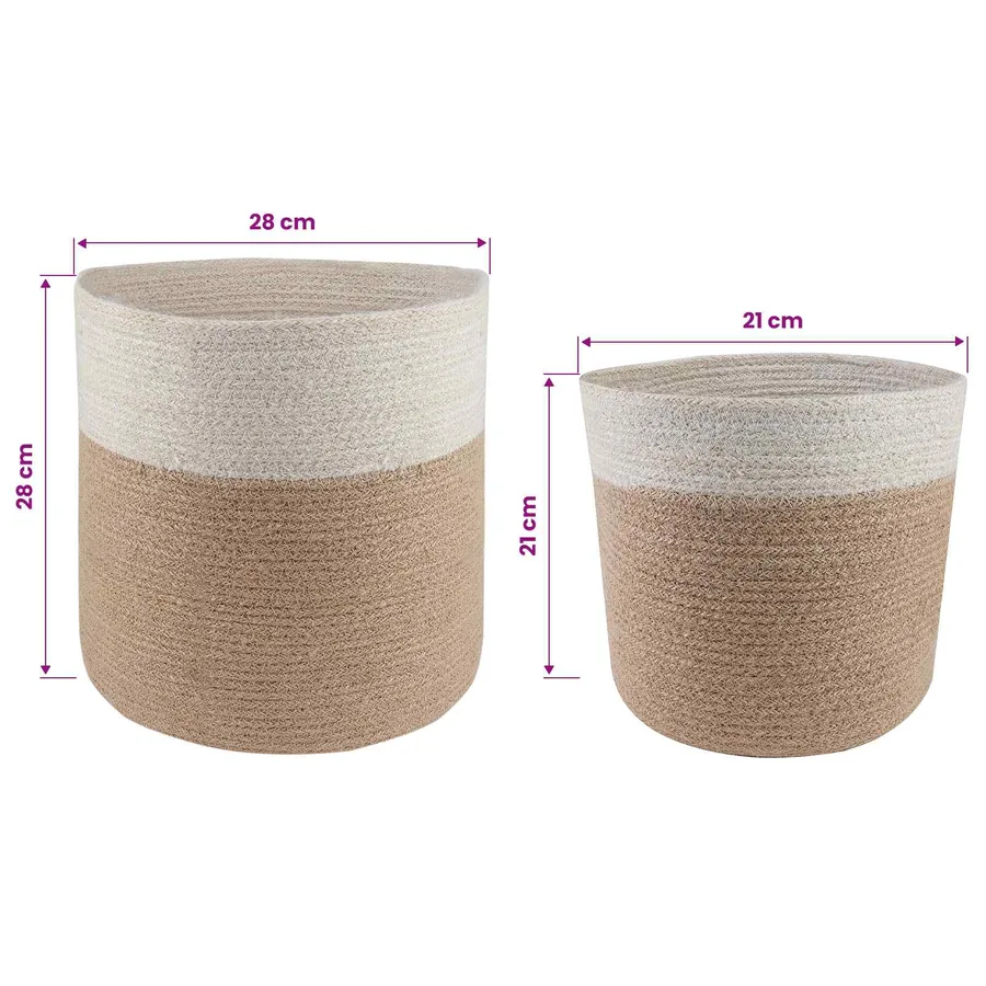 Ensemble de Pots à Plantes 2 pcs Naturel et Blanc Ø 28 x 28 cm - 6