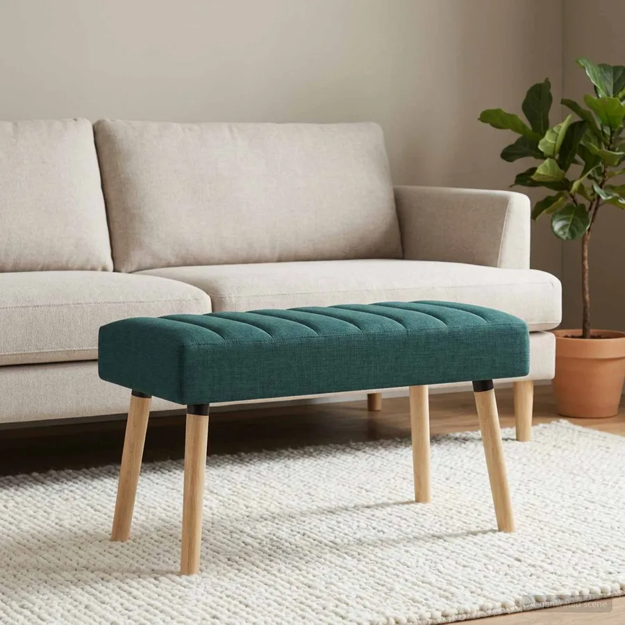 Banc capitonné canal Vert foncé 80 x 40 x 46 cm Tissu - 3