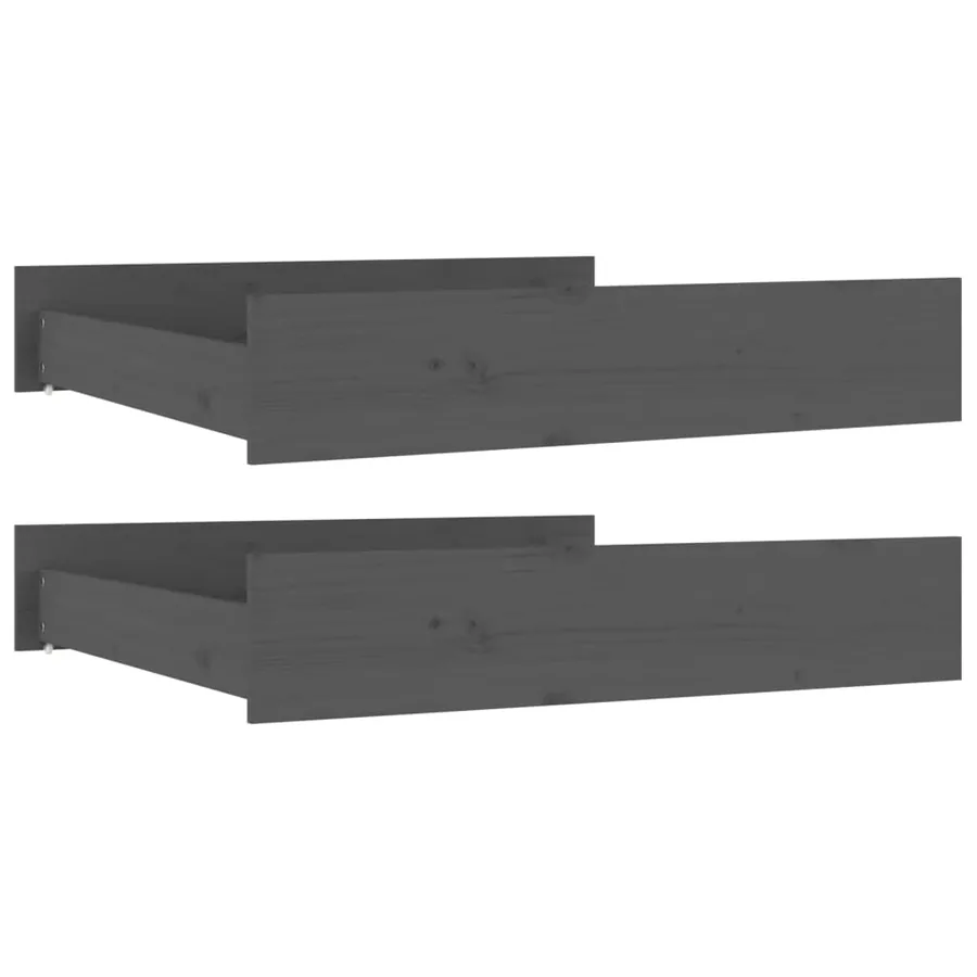 Tiroirs de lit 2 pcs Gris Bois de pin massif - 2