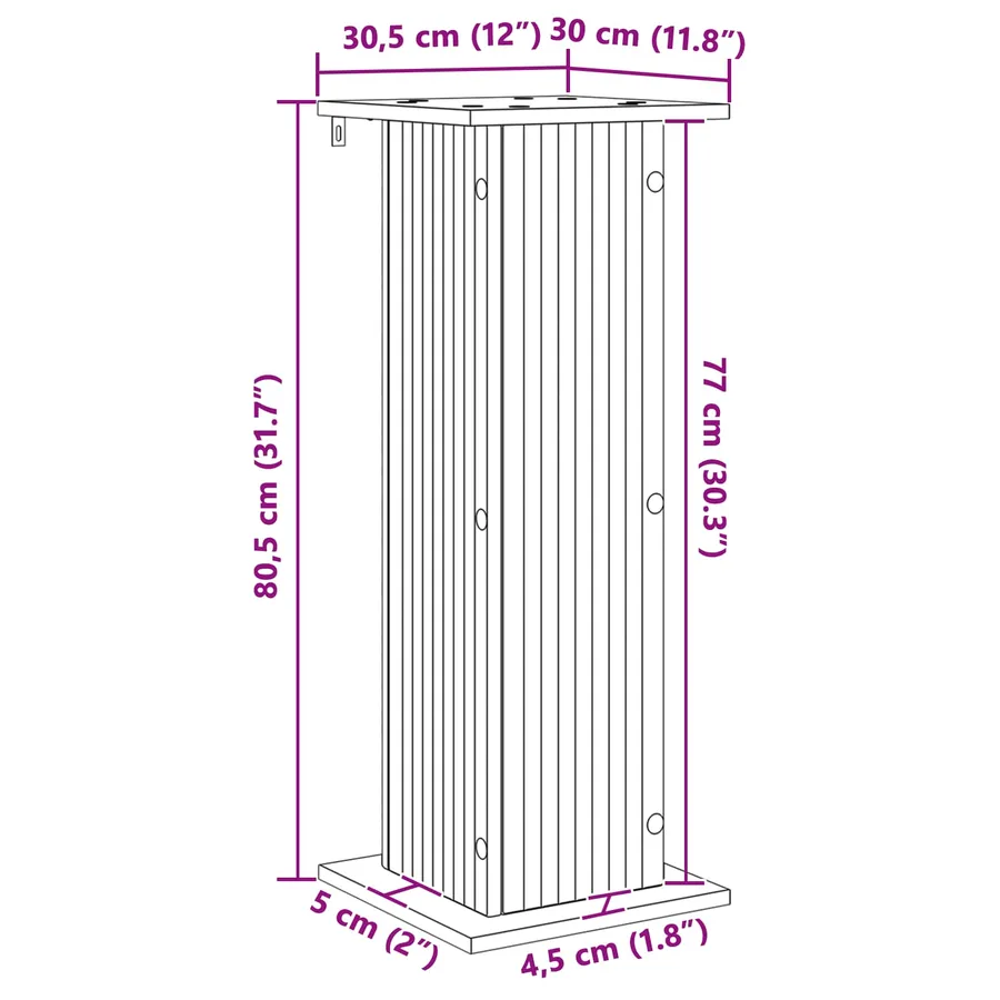 Support de Plante 2 pc Chêne artisanal 30,5 x 30 x 80,5 cm - 11