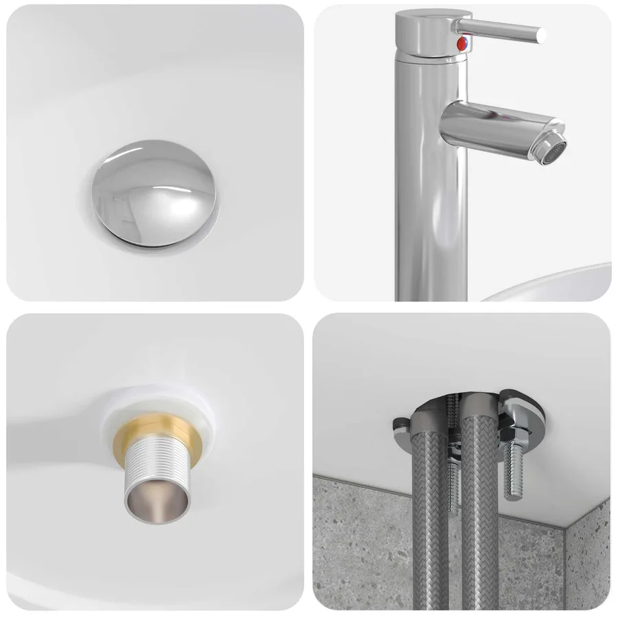 Vanité de lavabo mural Gris béton 49,5 x 44,5 x 65 cm - 7
