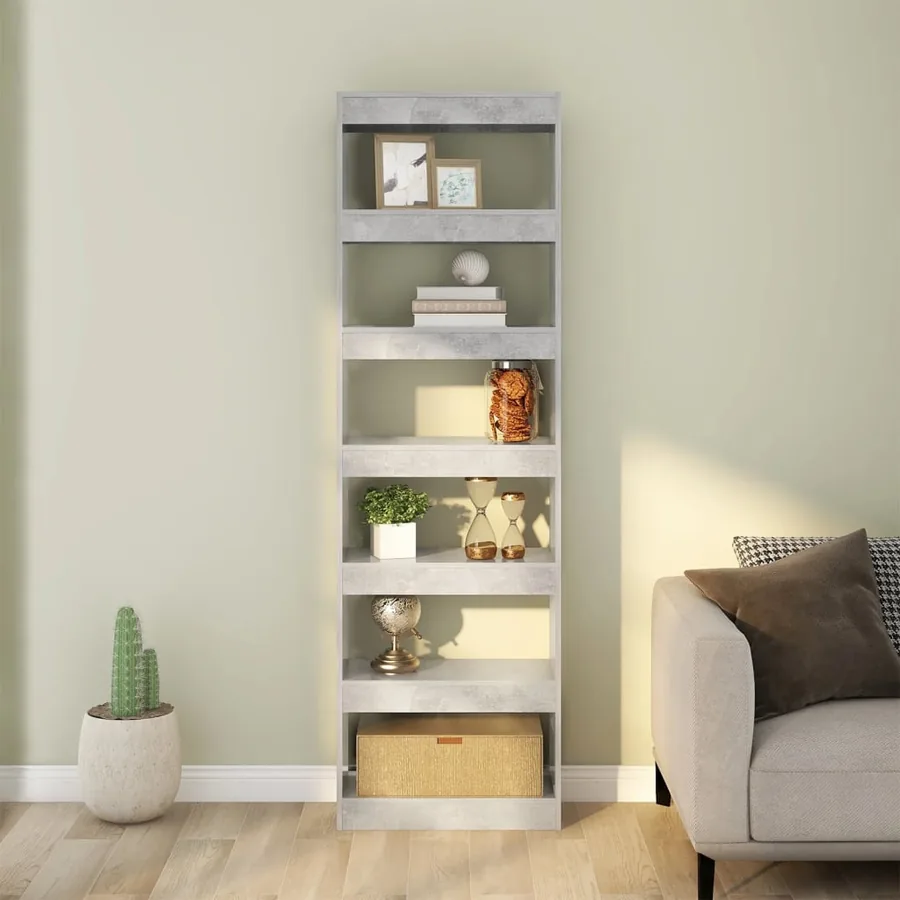 Bibliothèque/Séparateur de pièce Gris béton 60x30x198 cm - 3