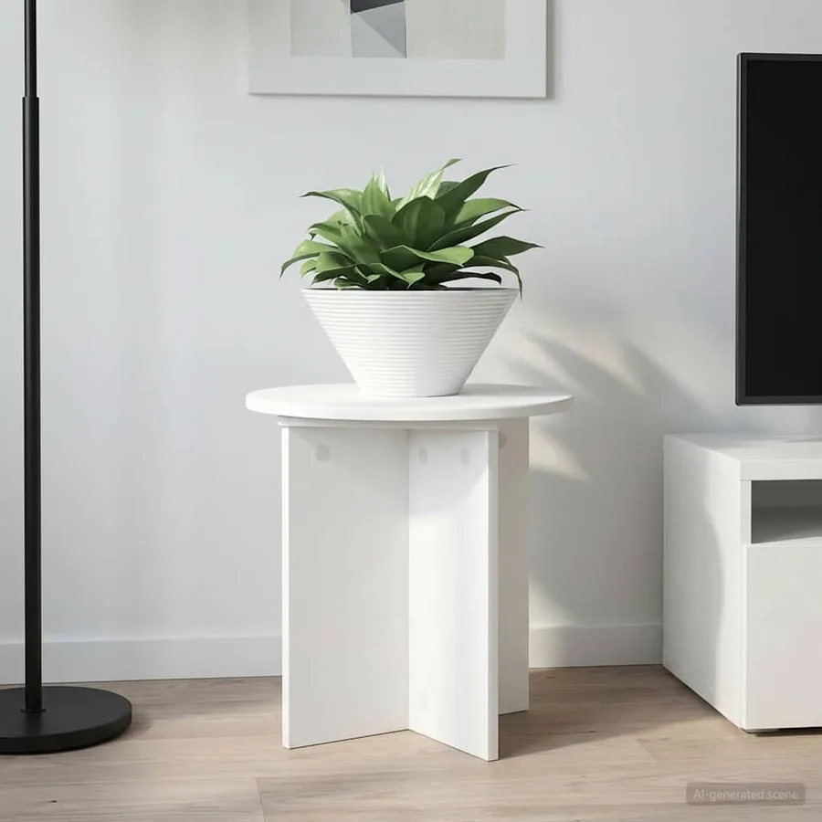 Support de Plante 2 pcs Blanc Ø40 x 40 cm Bois d'ingénierie