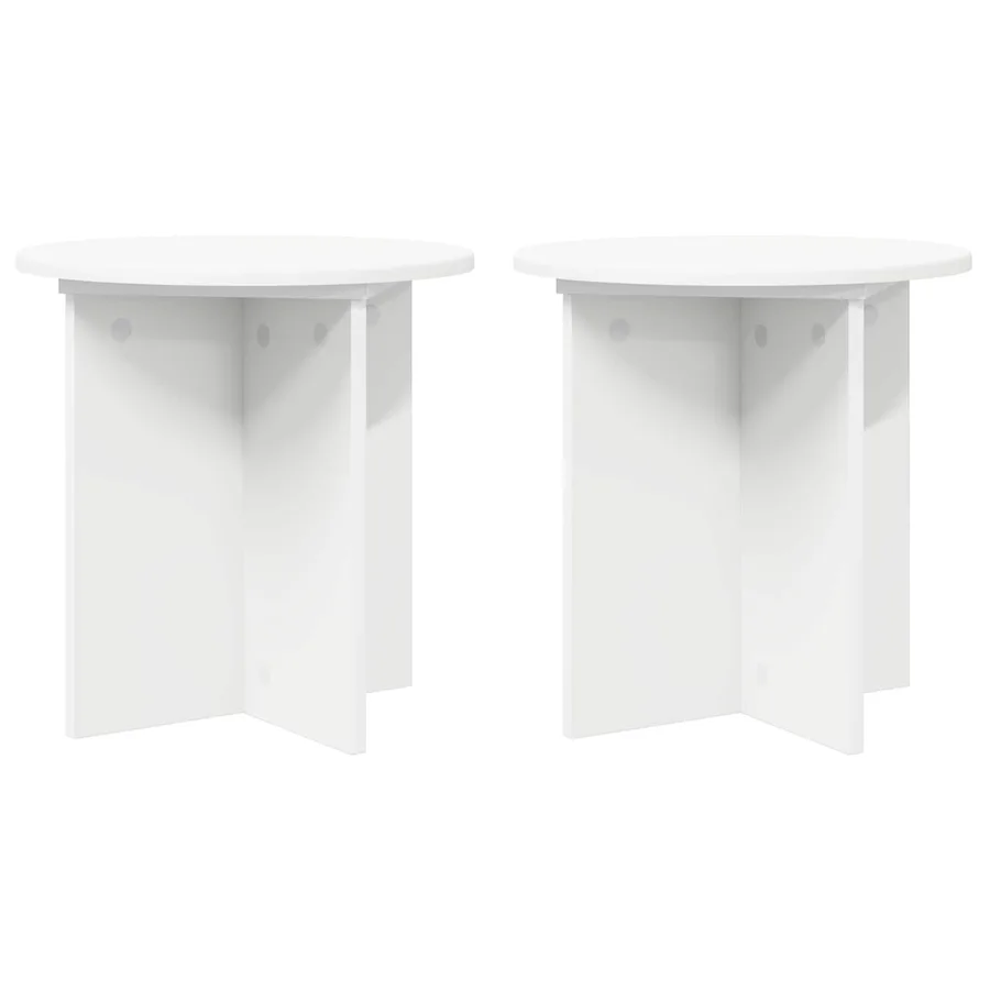 Support de Plante 2 pcs Blanc Ø40 x 40 cm Bois d'ingénierie - 2