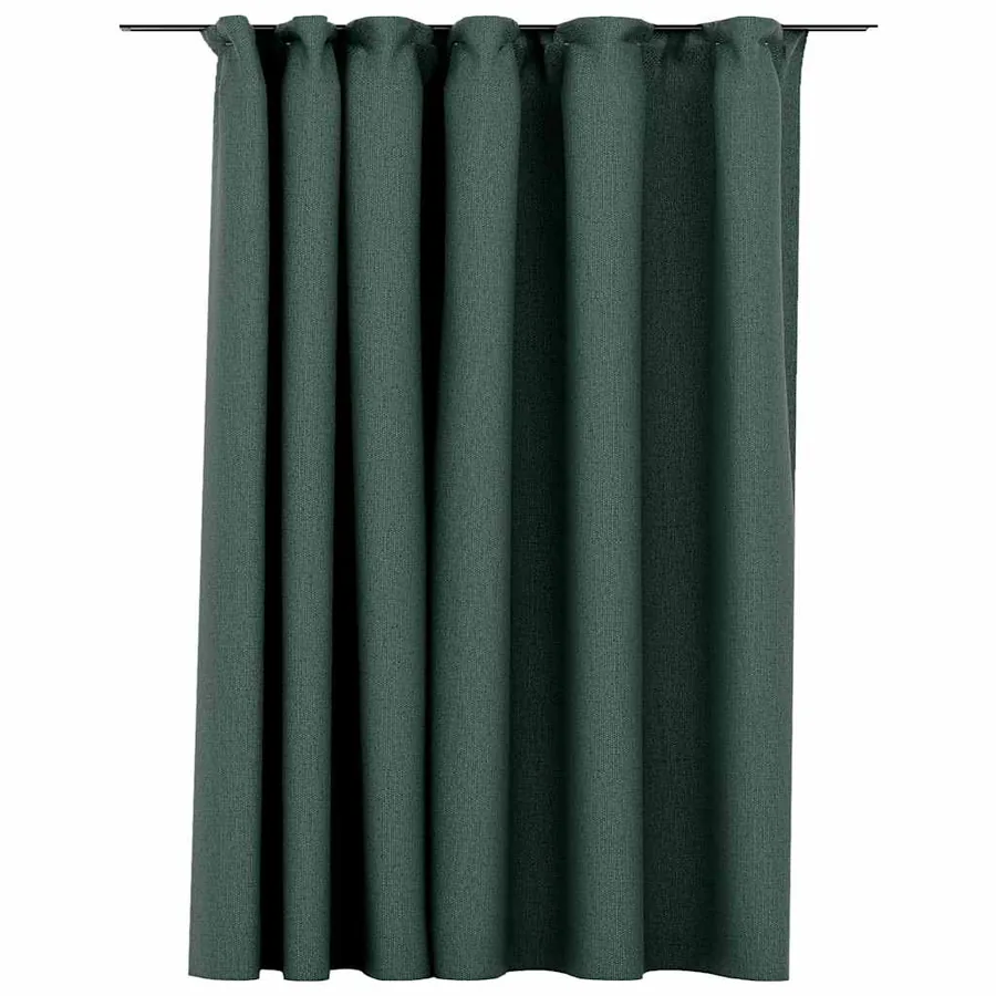 Rideau occultant d'aspect de lin avec crochets Vert 290x245 cm - 2
