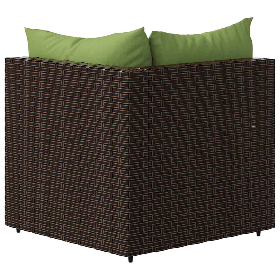 Canapés d'angle de jardin et coussins2pcs marron résine tressée - 6
