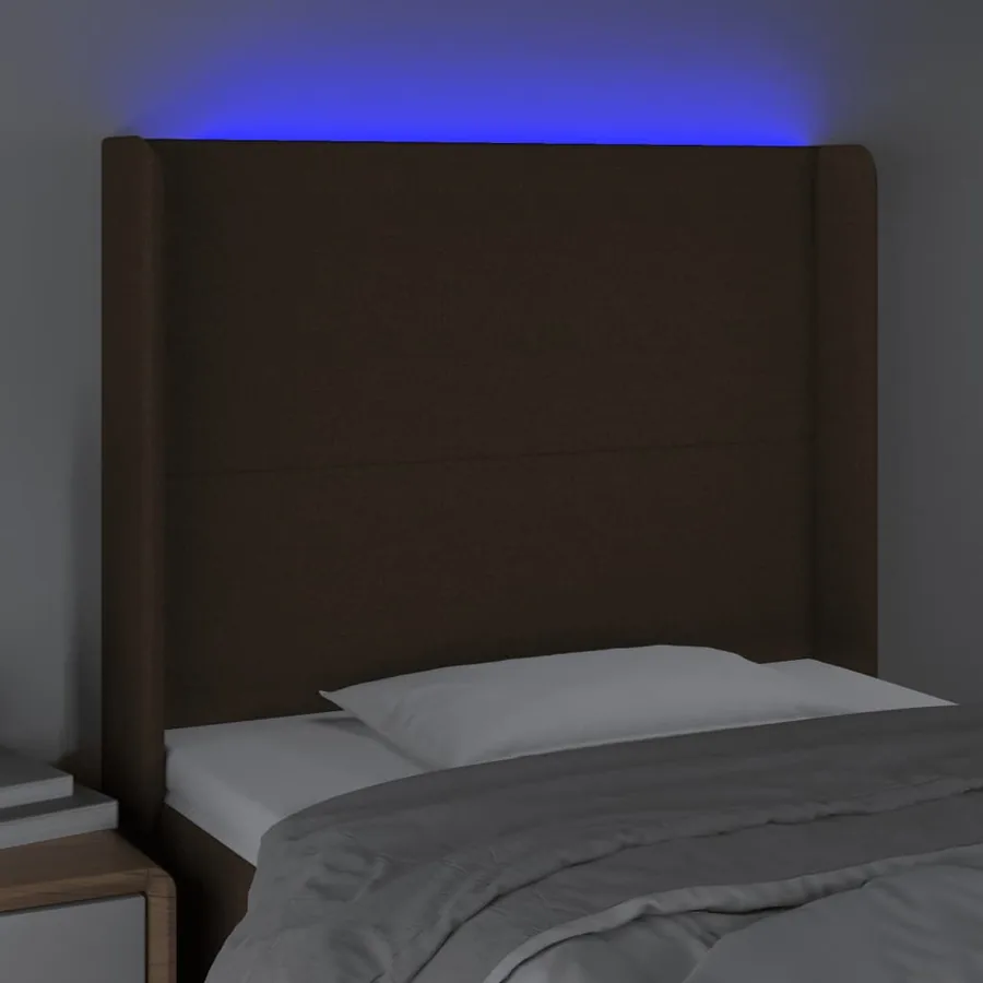 Tête de lit à LED Marron foncé 83x16x118/128 cm Tissu - 4