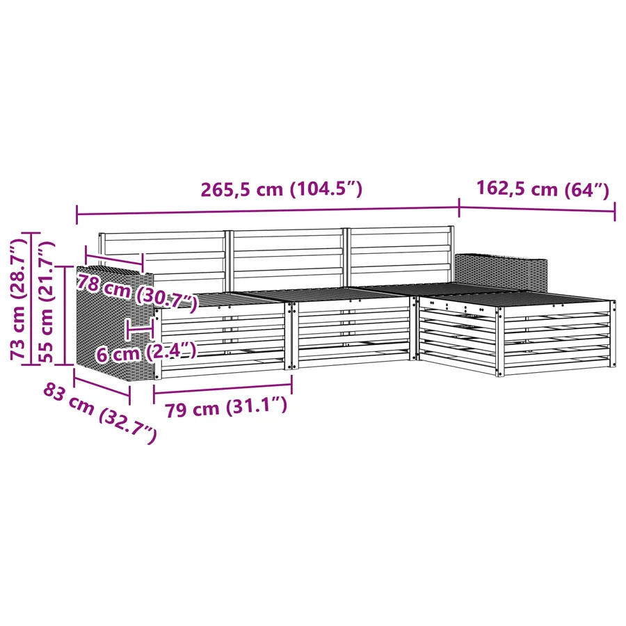 Ensemble de canapés d'extérieur 5 pcs Bois d'Acacia Massif - 7