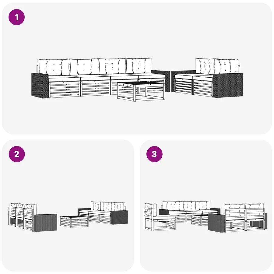 Ensemble de canapés d'extérieur 7 pcs Naturel et Anthracite - 6