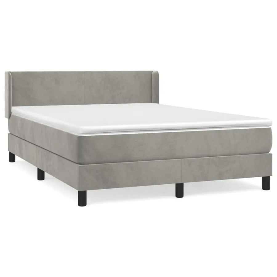 Sommier à lattes de lit et matelas Gris clair 140x190cm Velours - 2
