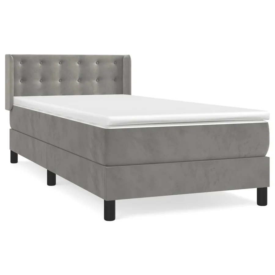 Sommier à lattes de lit et matelas Gris clair 100x200cm Velours - 2