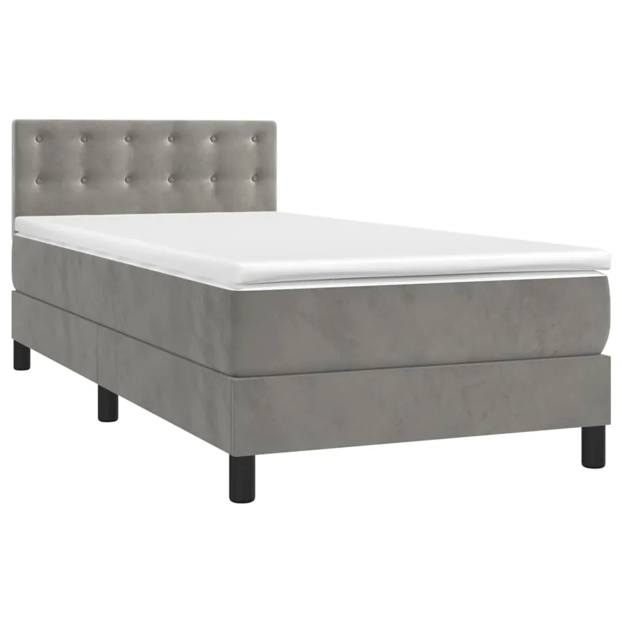 Sommier à lattes de lit avec matelas LED Gris clair 100x200 cm - 3