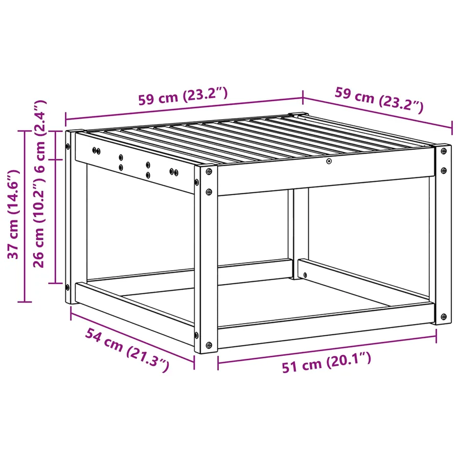 Hocker d'extérieur Bois d'Acacia Massif Blanc 59 x 59 x 37 cm - 6