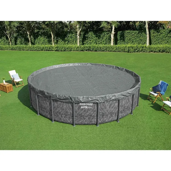 Bestway Couverture de piscine 1 Ø4,27 m Rond Polyester Gris for