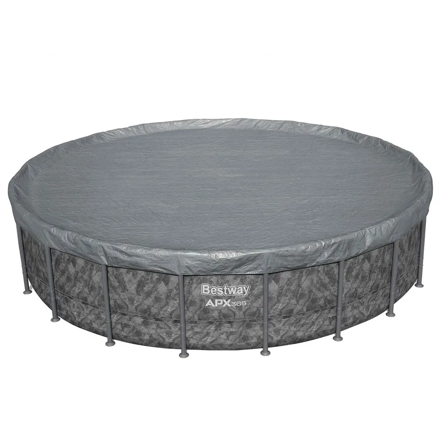 Bestway Couverture de piscine 1 Ø4,27 m Rond Polyester Gris for - 2