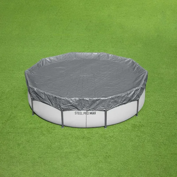 Bestway Couverture de piscine 1 Ø3,05 m Rond Polyester Gris for