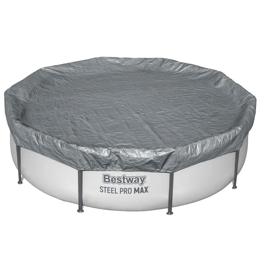 Bestway Couverture de piscine 1 Ø3,05 m Rond Polyester Gris for - 2