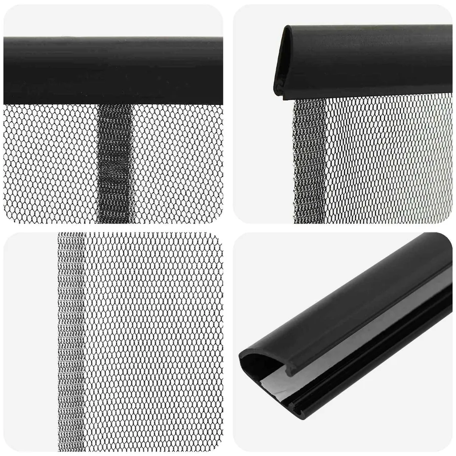 Écran de porte insectes avec rideau en maille Noir 70 x 220 cm - 5