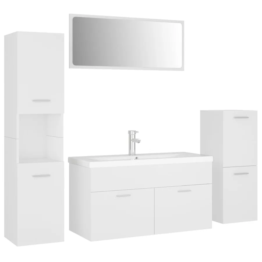 Ensemble de meubles de salle de bain Blanc Aggloméré - 2