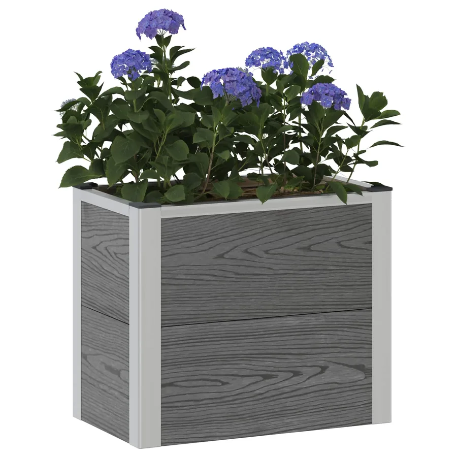 Jardinière surélevée Gris 50 x 30 x 42 cm WPC et Aluminium - 3