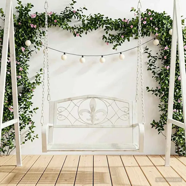 Banc Balançoire Acier 71,5 x 59 x 55 cm Blanc antique