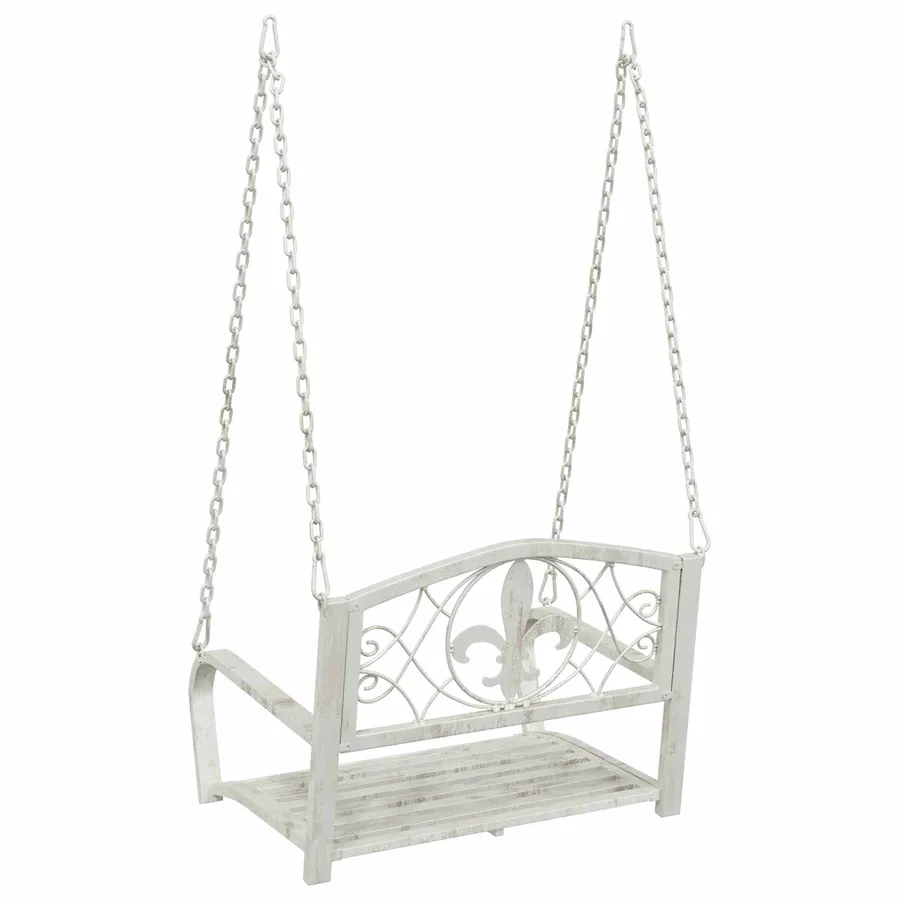 Banc Balançoire Acier 71,5 x 59 x 55 cm Blanc antique - 5