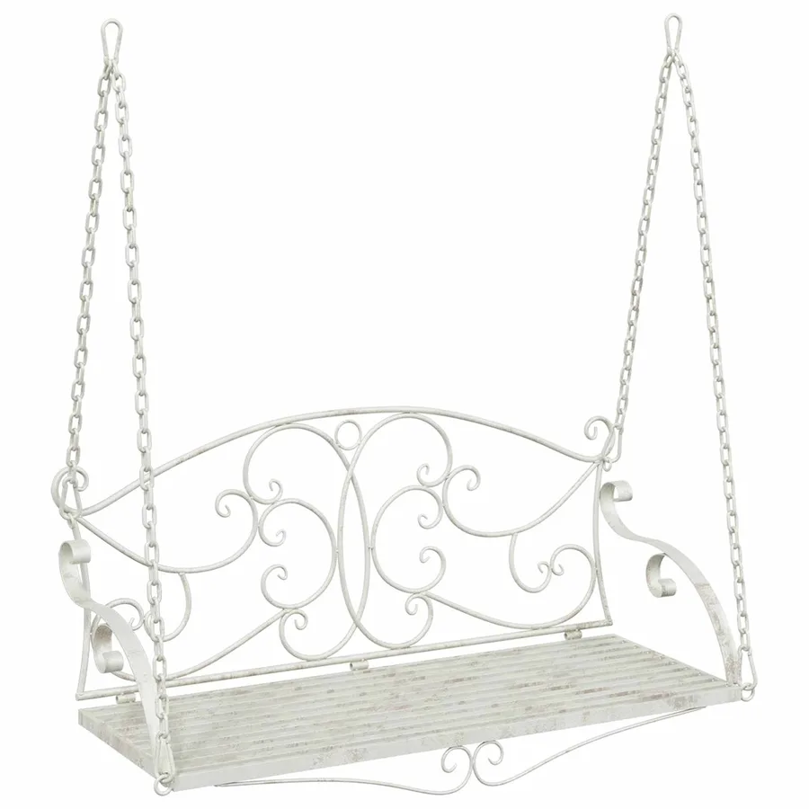 Banc Balançoire Acier 110 x 52,5 x 47 cm Blanc antique - 2