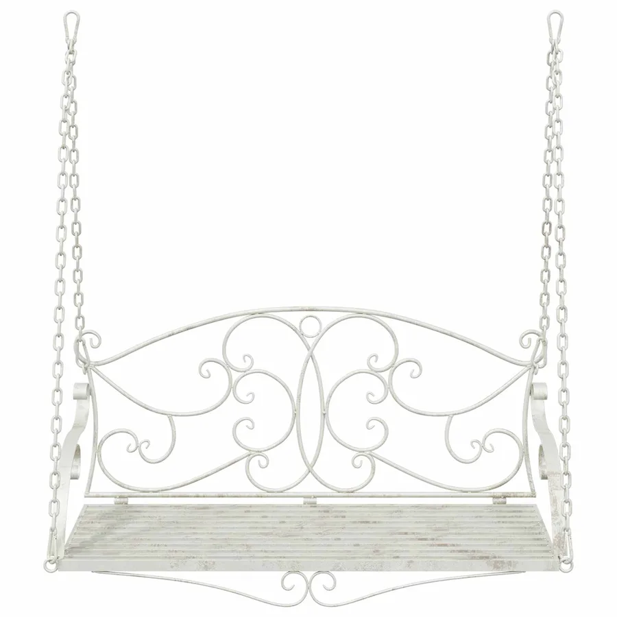 Banc Balançoire Acier 110 x 52,5 x 47 cm Blanc antique - 3
