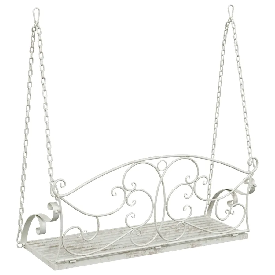 Banc Balançoire Acier 110 x 52,5 x 47 cm Blanc antique - 5